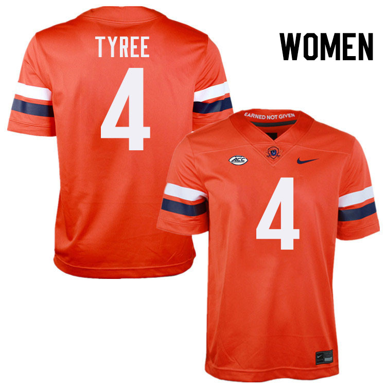 Women Virginia Cavaliers #4 Chris Tyree College Football Jerseys Stitched-Orange